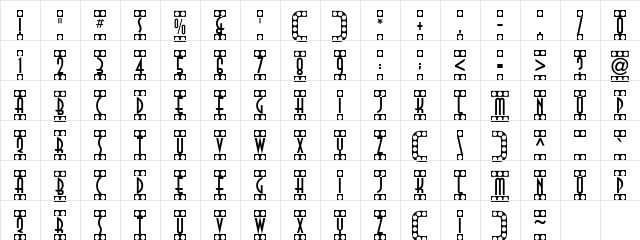 Showtime Normal  glyph index