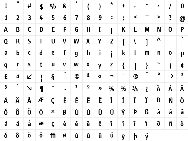 Info SemiBold  glyph index