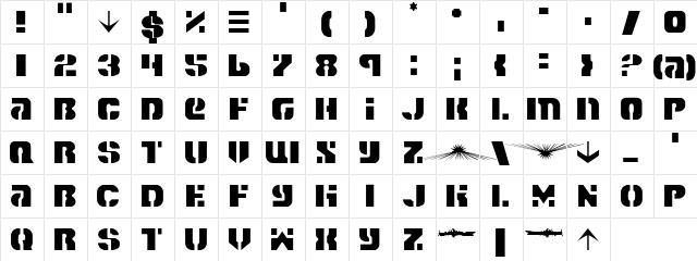 Space Cruiser Light Light  glyph index