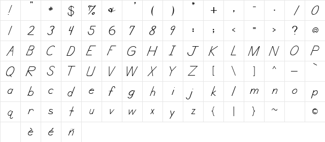 MSDWT Manu Regular  glyph index