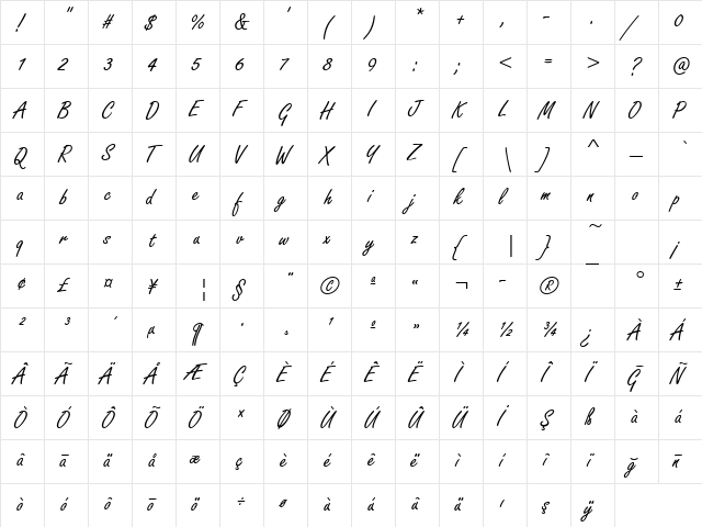 00944 Regular  glyph index