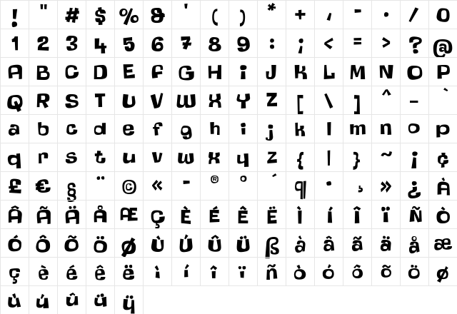 Rigolotte-Regular Regular  glyph index