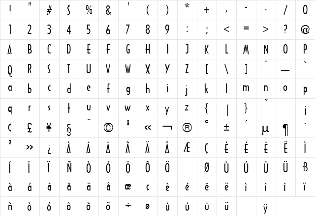 Arquitectura Regular  glyph index