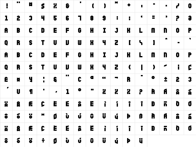 Sicret Mono PERSONAL Extra Bold  glyph index