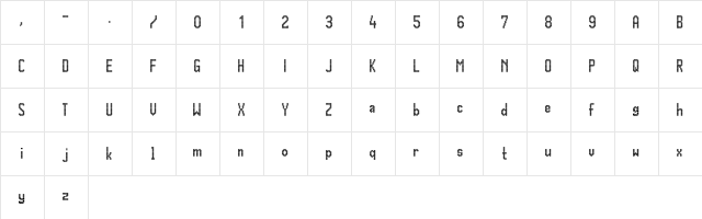 Trapwagen Groot Regular  glyph index
