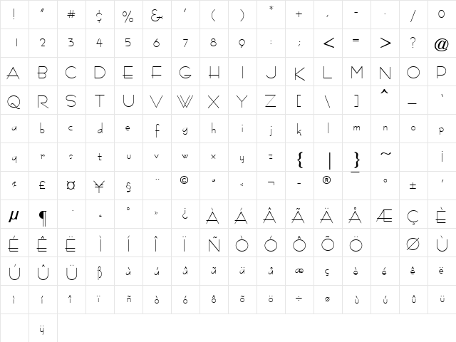 TourinaSSK Regular  glyph index