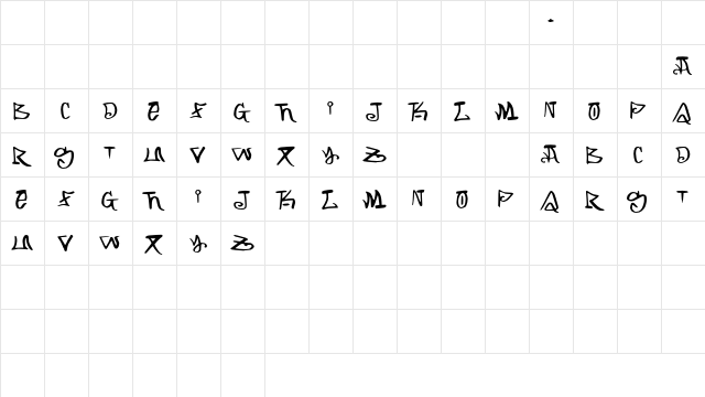 ARKING Regular  glyph index