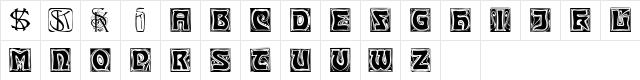 Black Knight-Caps Regular  glyph index