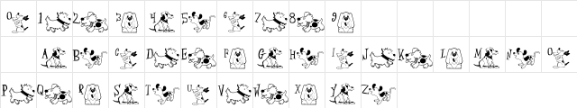 Perky Pooches Regular  glyph index