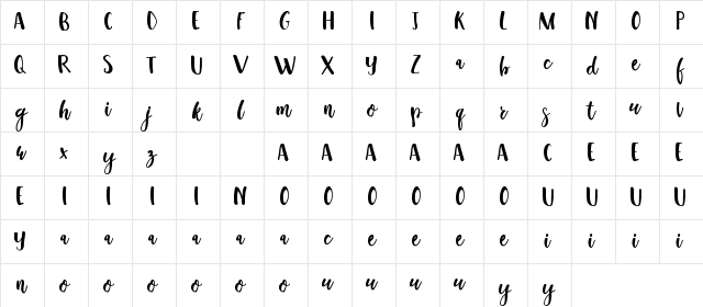 Oppy Sahra Demo Regular  glyph index