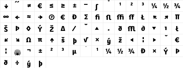 Karbid ExtraBoldExpert  glyph index