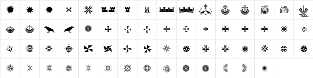 Lisboa Dingbats Symbols Regular  glyph index