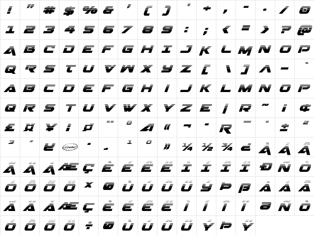 Gemina Halftone Italic Italic  glyph index
