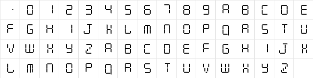 New Regular  glyph index