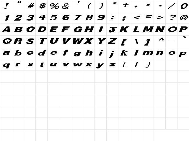 Own Way 1 Italic  glyph index