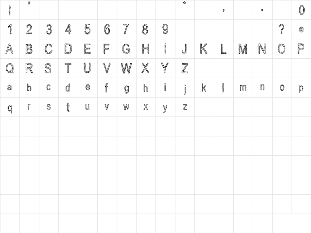 LSCurlyFries Regular  glyph index