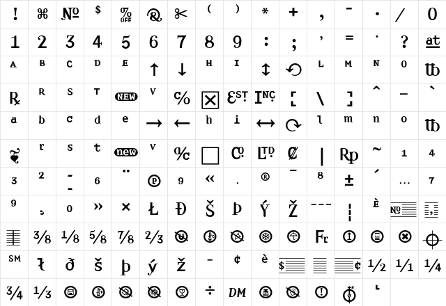Amplifier LightExtensions  glyph index