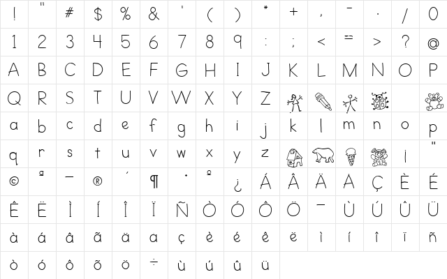 AbcTeacher Regular  glyph index