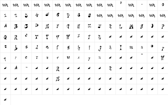 Bridie Regular  glyph index