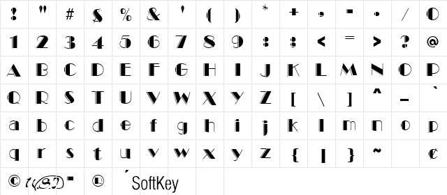 Marquee Engraved Regular  glyph index