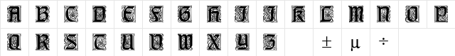 Cowlick Regular  glyph index