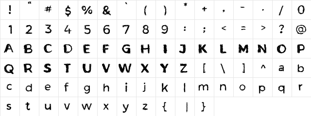 TheBuzz bold Regular  glyph index