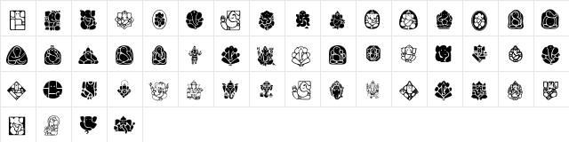 SYMBOL-2 Normal  glyph index