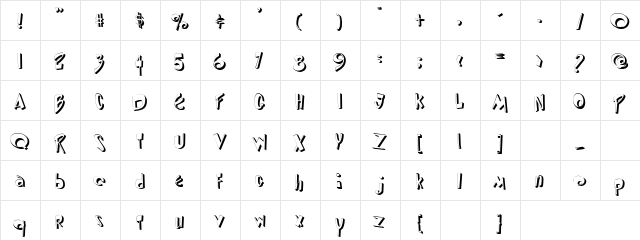 Roll Caps Regular  glyph index