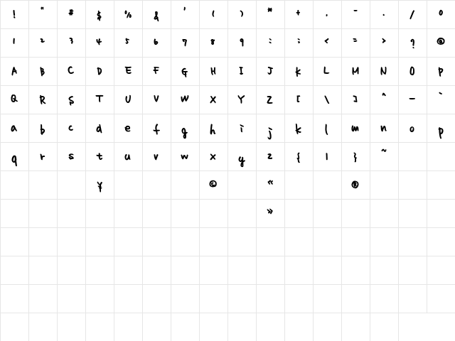 homework normal Regular  glyph index
