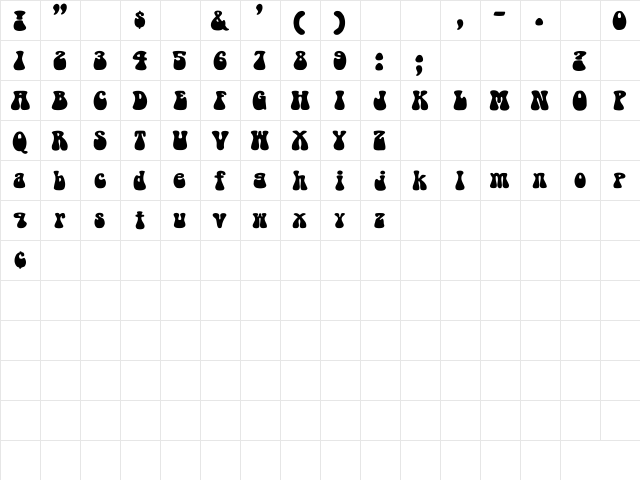 BellBottom Wide Regular  glyph index