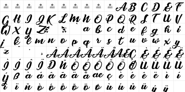 Lover Artefacts Personal Use Regular  glyph index