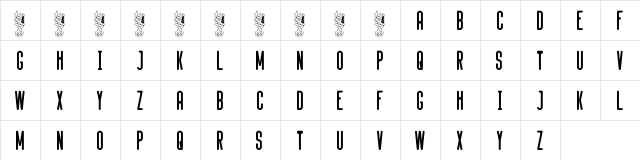 Hysteria Regular  glyph index