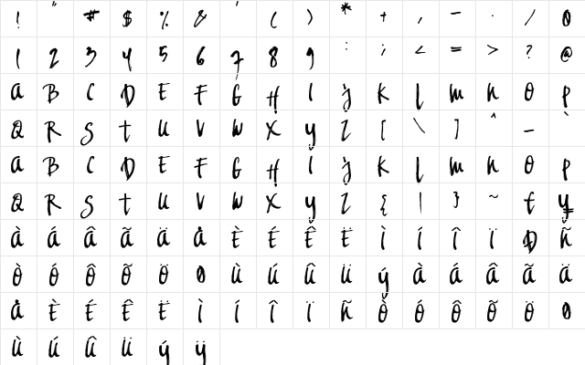 Aeros Regular  glyph index