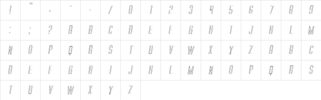 Trio Italic  glyph index