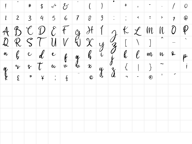 babylittle Regular  glyph index