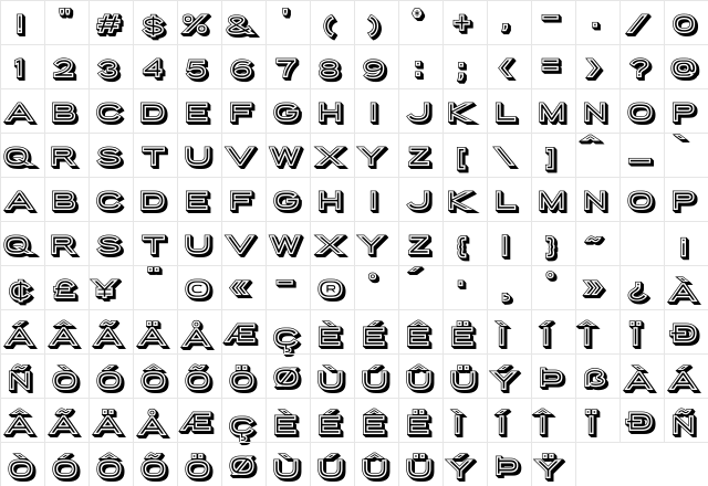 Porter Sans Block Regular  glyph index