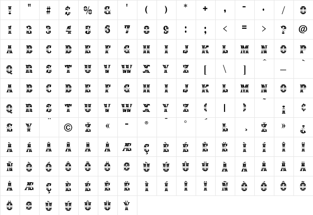 Houdini-Regular Regular  glyph index