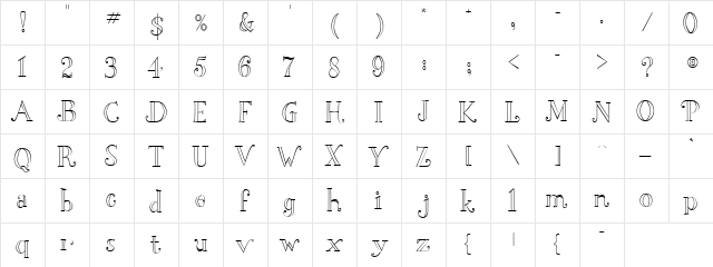 Scrap Fancy Regular  glyph index