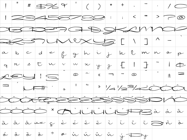 InternationalPalms Regular  glyph index