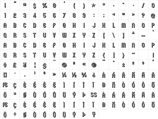 Mexcellent 3D  glyph index