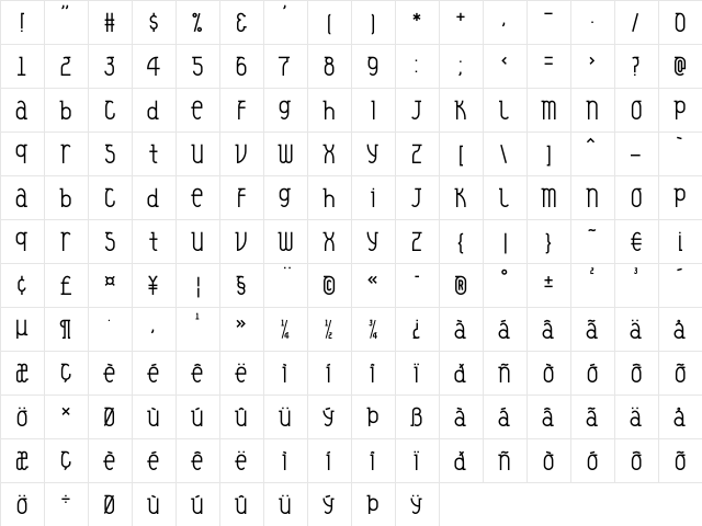 Veysel Medium  glyph index