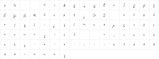 HairsprayLightAlts Regular  glyph index