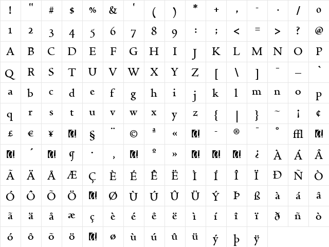 Spira-Bold Regular  glyph index