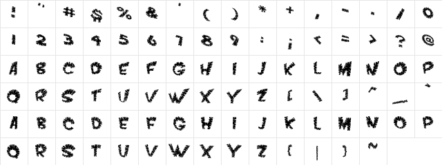 VTC ScreamItLoudSliced Regular  glyph index