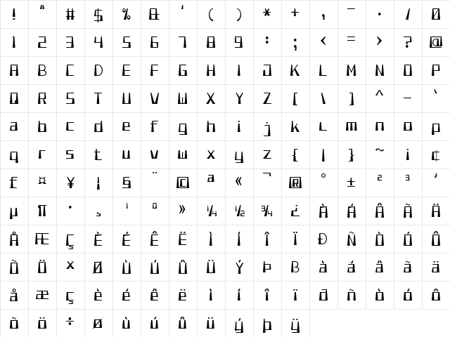Smooth Pixel 7 Regular  glyph index