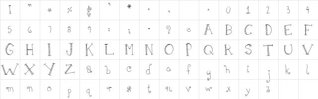 MTF Girlie Regular  glyph index