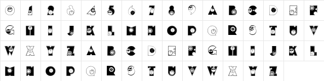 SunshineKiddyFont Regular  glyph index