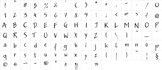 JakobC Regular  glyph index