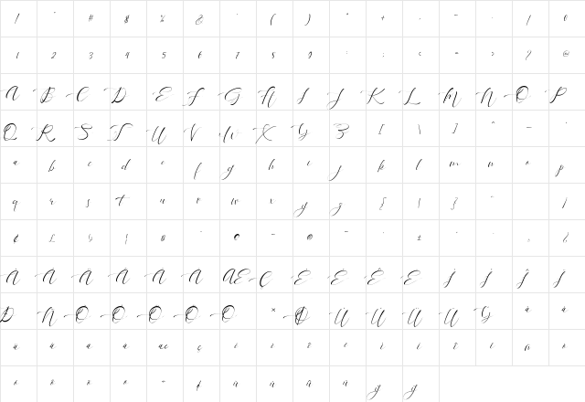Tagonda Regular  glyph index