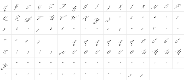Washingtone Free Regular  glyph index